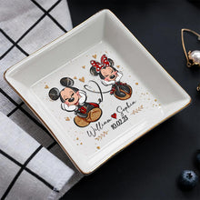 Load image into Gallery viewer, Personalized Couple Jewelry Dish with Mickey & Minnie Design for Anniversary Gift