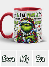 Load image into Gallery viewer, Personalized Christmas Accent Mug with Grinch Design for Mom