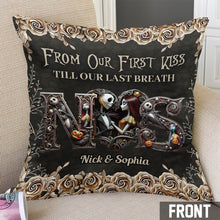 Load image into Gallery viewer, Personalized Nightmare Themed Throw Pillow Custom Names Gift for Couple