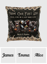 Load image into Gallery viewer, Personalized Nightmare Themed Throw Pillow Custom Names Gift for Couple