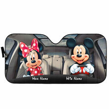 Load image into Gallery viewer, Personalized Mickey and Minnie Car Sunshade Custom Name Gift for Couples