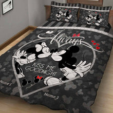 Load image into Gallery viewer, Personalized Mickey Mouse Kiss Me Goodnight Quilt Set for Couples