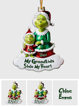 Load image into Gallery viewer, Personalized Grinch Grandkids Ornament Custom Name Gift for Grandma