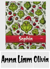 Load image into Gallery viewer, Personalized Grinch Christmas Blanket Custom Name Gift