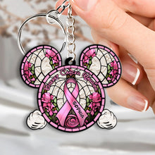 Load image into Gallery viewer, Personalized Breast Cancer Warrior Mouse Keychain Custom Name Gift