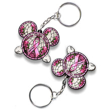 Load image into Gallery viewer, Personalized Breast Cancer Warrior Mouse Keychain Custom Name Gift