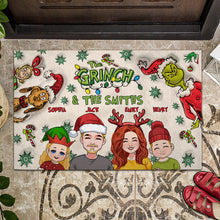 Load image into Gallery viewer, Personalized Grinch Family Doormat Custom Holiday Decor