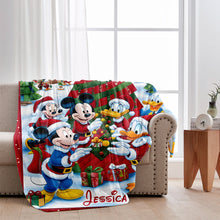 Load image into Gallery viewer, Personalized Merry Christmas Mouse Blanket Soft Flannel Gift