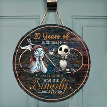 Load image into Gallery viewer, Personalized Nightmare Before Christmas Round Wood Sign for Couples