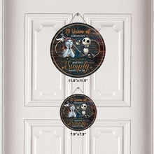 Load image into Gallery viewer, Personalized Nightmare Before Christmas Round Wood Sign for Couples