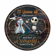 Load image into Gallery viewer, Personalized Nightmare Before Christmas Round Wood Sign for Couples
