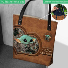 Load image into Gallery viewer, Personalized Leather Tote Bag Custom Name Cute Character Gift