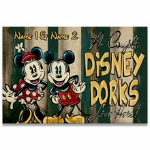 Load image into Gallery viewer, Personalized Disney Couple Doormat Custom Name Gift