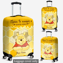 Load image into Gallery viewer, Personalized Luggage Cover with Travel Quote Custom Name Gift