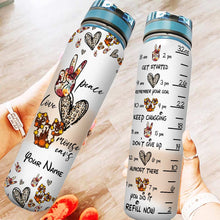Load image into Gallery viewer, Personalized Peace Love Mouse Ears Water Tracker Bottle - 32oz Custom Name Gift