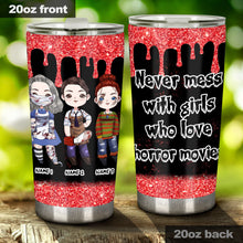 Load image into Gallery viewer, Personalized Horror Movie Bestie Tumbler Custom Names Gift