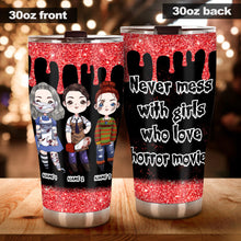 Load image into Gallery viewer, Personalized Horror Movie Bestie Tumbler Custom Names Gift