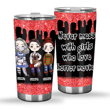 Load image into Gallery viewer, Personalized Horror Movie Bestie Tumbler Custom Names Gift