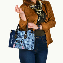 Load image into Gallery viewer, Personalized Leather Handbag with Custom Name Floral Design