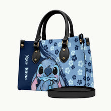 Load image into Gallery viewer, Personalized Leather Handbag with Custom Name Floral Design