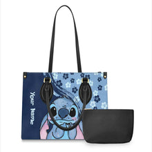 Load image into Gallery viewer, Personalized Leather Handbag with Custom Name Floral Design