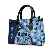 Load image into Gallery viewer, Personalized Leather Handbag with Custom Name Floral Design