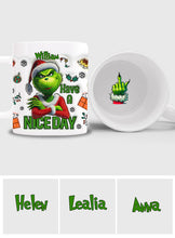 Load image into Gallery viewer, Personalized Christmas Hidden Message Mug with Grinch Design