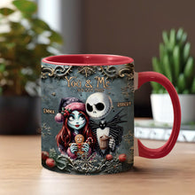 Load image into Gallery viewer, Personalized Nightmare Couple Accent Mug Custom Names Christmas Halloween Gift