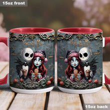 Load image into Gallery viewer, Personalized Nightmare Couple Accent Mug Custom Names Christmas Halloween Gift