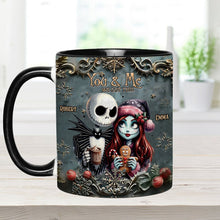 Load image into Gallery viewer, Personalized Nightmare Couple Accent Mug Custom Names Christmas Halloween Gift
