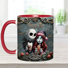 Load image into Gallery viewer, Personalized Nightmare Couple Accent Mug Custom Names Christmas Halloween Gift