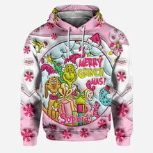 Load image into Gallery viewer, Personalized Pink Christmas Hoodie and Leggings Set Gift for Kids
