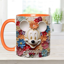 Load image into Gallery viewer, Personalized Floral Mouse Accent Mug Custom Name Gift for Mom