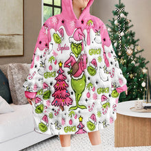 Load image into Gallery viewer, Personalized Grinch Blanket Hoodie Custom Name Gift for Christmas