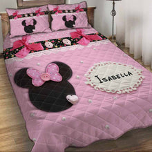 Load image into Gallery viewer, Personalized Pink Minnie Mouse Quilt Set with Pillow Covers for Kids