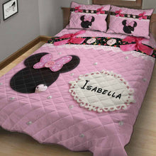 Load image into Gallery viewer, Personalized Pink Minnie Mouse Quilt Set with Pillow Covers for Kids