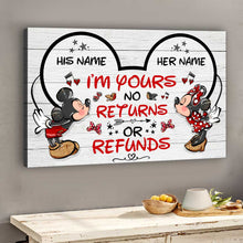 Load image into Gallery viewer, Personalized Mickey Mouse Canvas Print Unique Couple Gift