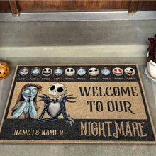 Load image into Gallery viewer, Personalized Coir Doormat Welcome to Our Nightmare Halloween Gift