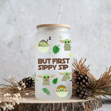 Load image into Gallery viewer, Personalized Can Glass with Straw Funny But First Sippy Sip Gift for Baby Shower
