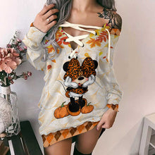Load image into Gallery viewer, Personalized Off Shoulder Dress with Pumpkin Design | Custom Name Gift