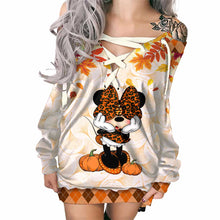 Load image into Gallery viewer, Personalized Off Shoulder Dress with Pumpkin Design | Custom Name Gift