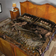 Load image into Gallery viewer, Personalized Dinosaur Quilt Set Custom Names Kids Room Decor