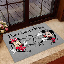 Load image into Gallery viewer, Personalized Mickey and Minnie Mouse Doormat Custom Names Home Sweet Home Gift for Couples