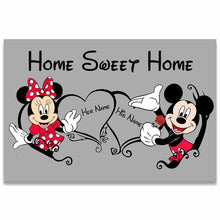 Load image into Gallery viewer, Personalized Mickey and Minnie Mouse Doormat Custom Names Home Sweet Home Gift for Couples