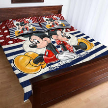Load image into Gallery viewer, Personalized Couple Quilt Set with Mickey & Minnie Cartoon Design
