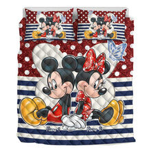 Load image into Gallery viewer, Personalized Couple Quilt Set with Mickey & Minnie Cartoon Design