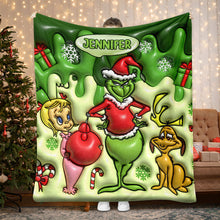 Load image into Gallery viewer, Personalized Grinch Christmas Blanket Custom Name Gift