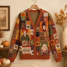 Load image into Gallery viewer, Personalized Witch Sisters Patchwork Cardigan for Halloween