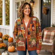 Load image into Gallery viewer, Personalized Witch Sisters Patchwork Cardigan for Halloween