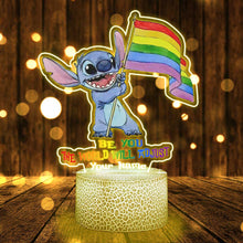Load image into Gallery viewer, Personalized Rainbow Ohana Shaped Light Base Custom Plaque Gift for LGBT Support